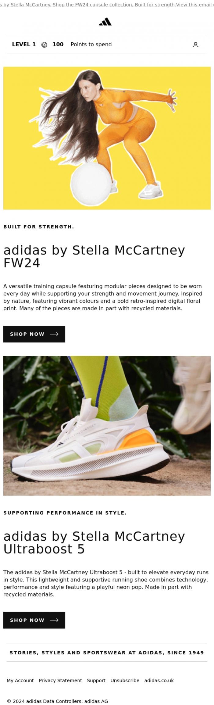 Email Design Inspiration from adidas, Elevate your strength and movement journey.