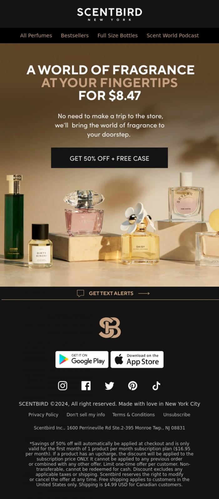 Email Design Inspiration from Scentbird, A World of Fragrances, in the palm of your hand