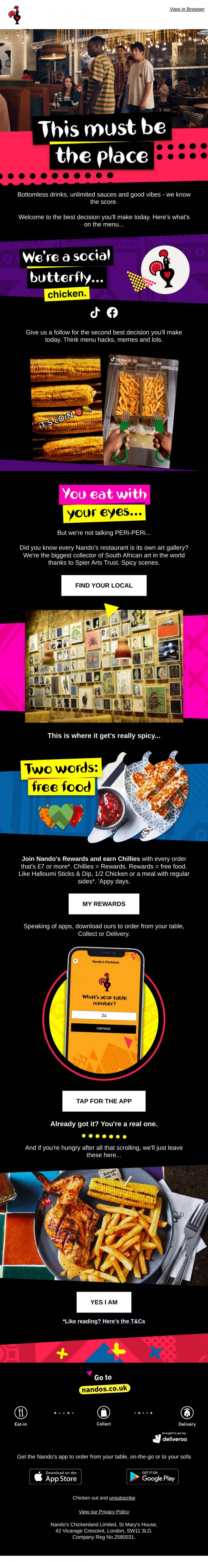 Email Design Inspiration from Nando's, Hottest decision ever