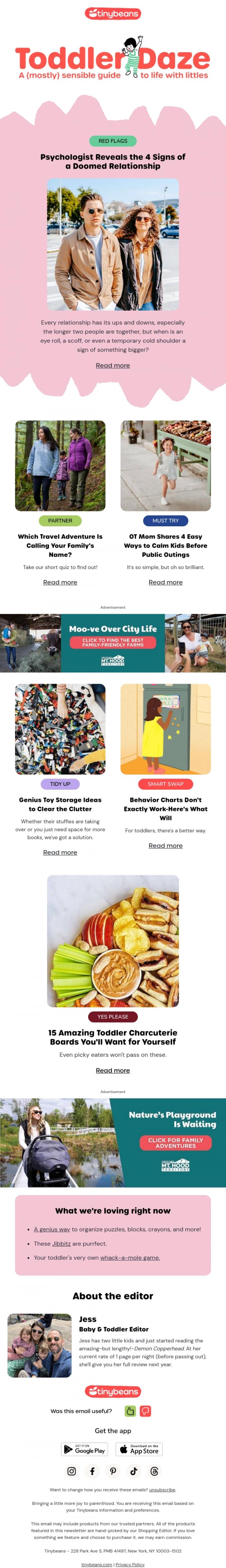 Email Design Inspiration from Jess from Tinybeans, The 4 Signs of a Doomed Relationship