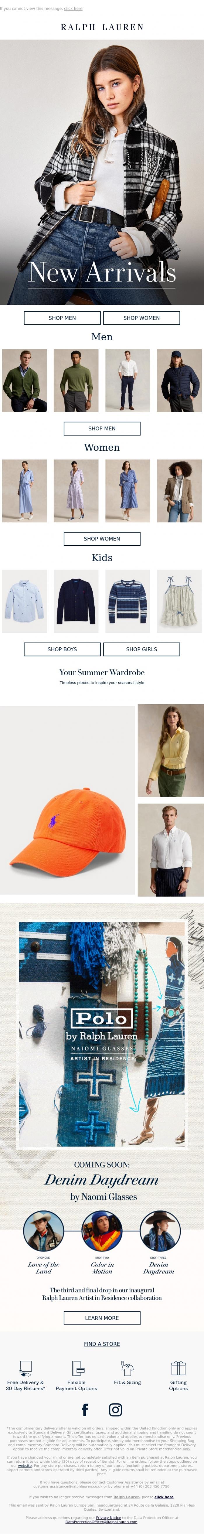 Email Design Inspiration from Ralph Lauren UK, New In: August Refresh