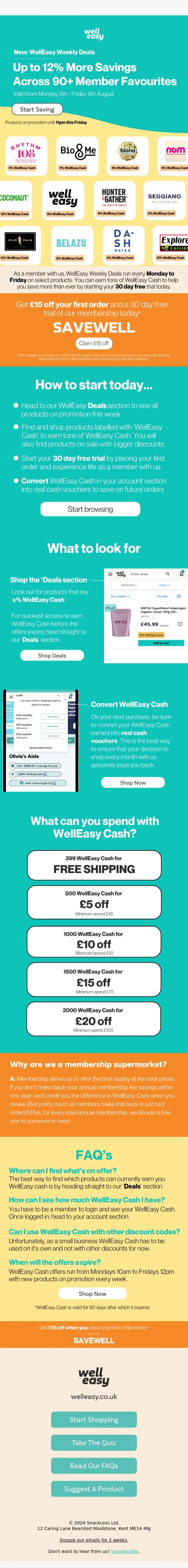 Email Design Inspiration from WellEasy, NEW WellEasy Weekly Deals: Up to 12% More on 90+ Member Favourites