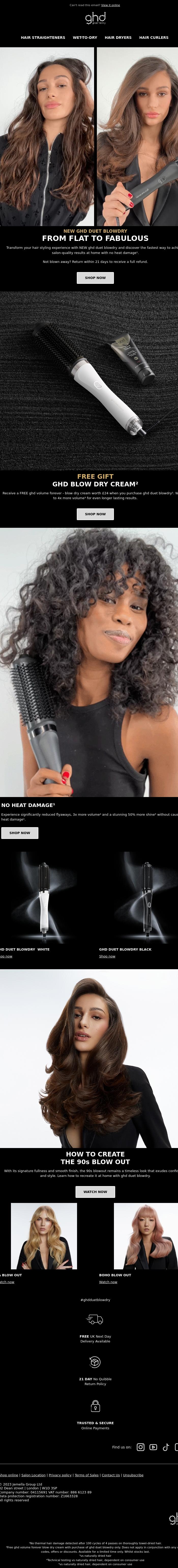 Email Design Inspiration from ghd, 🎁 Free Gift with NEW 2-In-1 Hair Dryer Brush