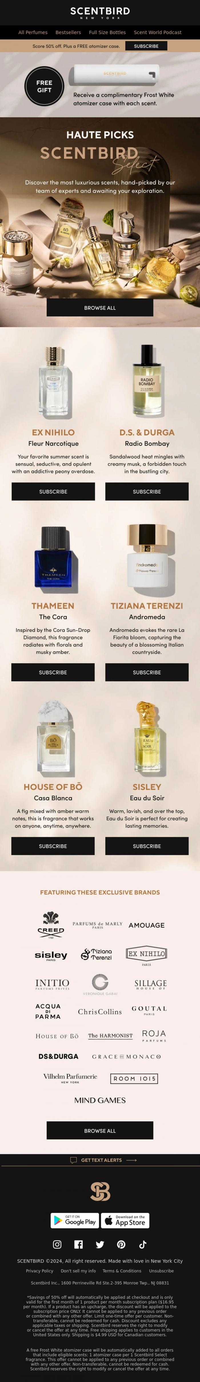 Email Design Inspiration from Scentbird, Unbox Extravagance with Scentbird Select