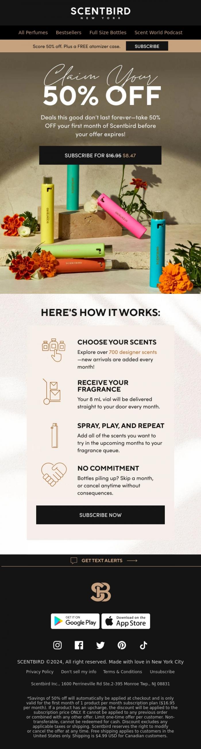 Email Design Inspiration from Taylor at Scentbird, Your 50% OFF Is Expiring Soon!