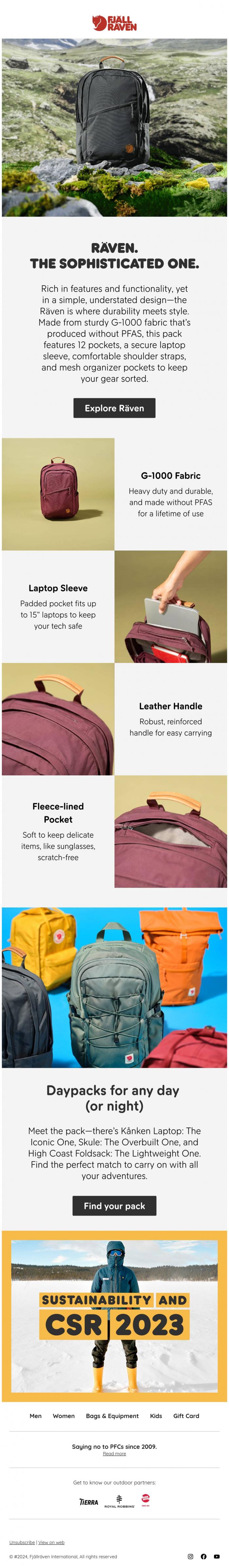 Email Design Inspiration from Fj&auml;llr&auml;ven, Where sophistication meets practicality