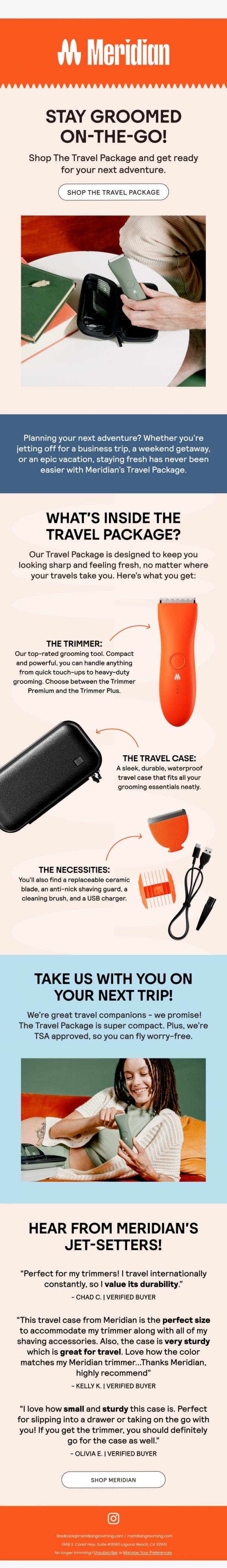 Email Design Inspiration from Team Meridian, Groom On-the-Go With Meridian!