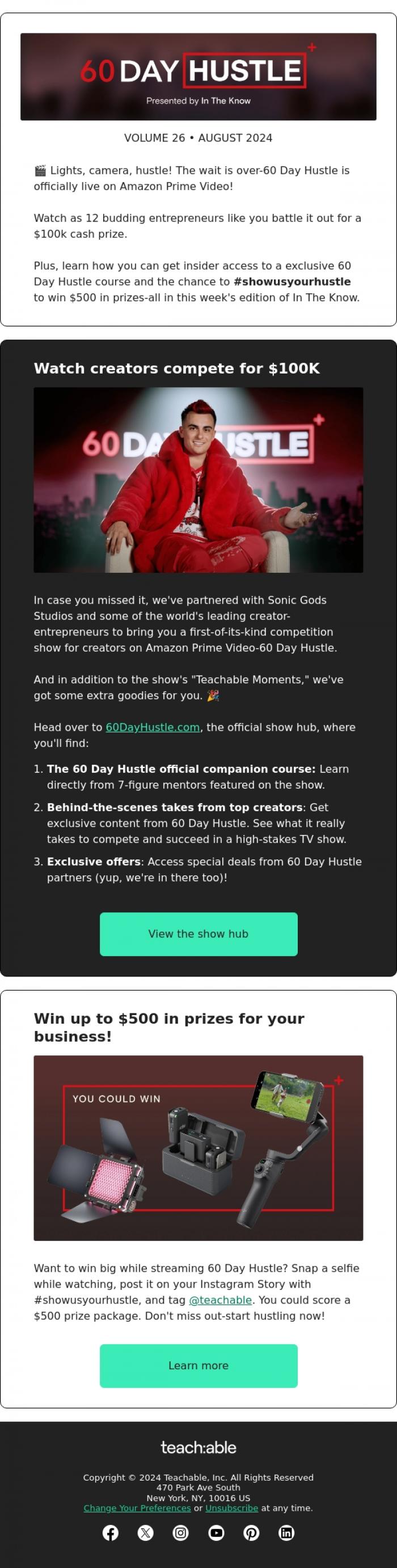 Email Design Inspiration from Teachable Newsletter, [WATCH NOW] Creators compete to win $100K