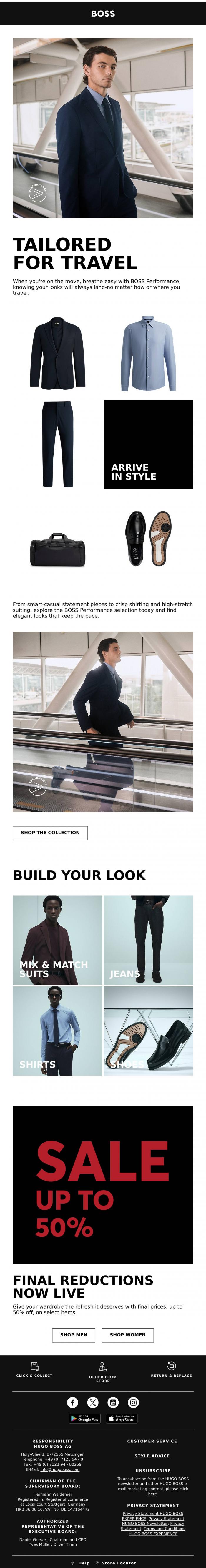 Email Design Inspiration from BOSS News, Tailored for Travel: New BOSS Performance