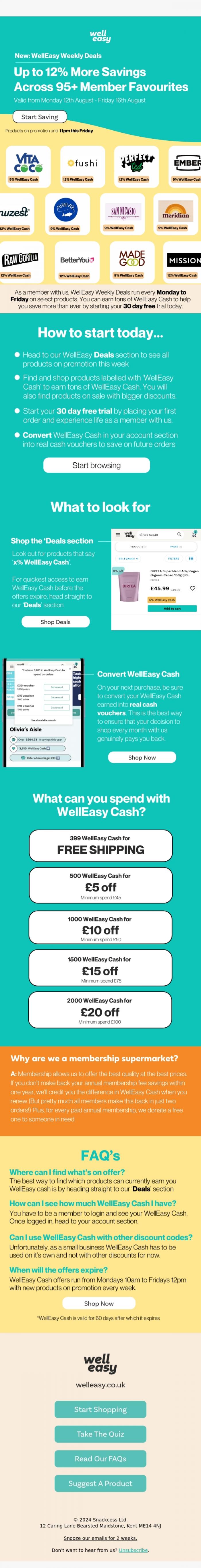 Email Design Inspiration from WellEasy, NEW WellEasy Weekly Deals: Up to 12% More on 95+ Member Favourites