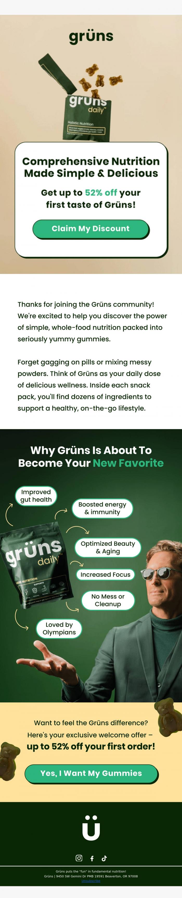 Email Design Inspiration from Gr&uuml;ns, 🐻 Welcome To Gr&uuml;ns! 🐻