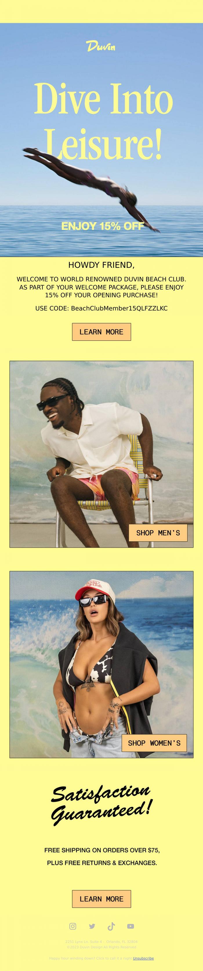 Email Design Inspiration from Duvin Design Co., Welcome To Duvin Beach Club