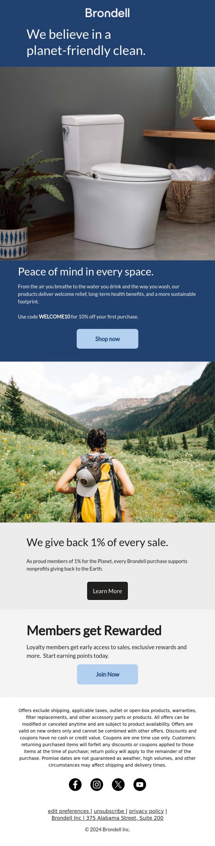 Email Design Inspiration from Brondell Inc, Welcome to Brondell.