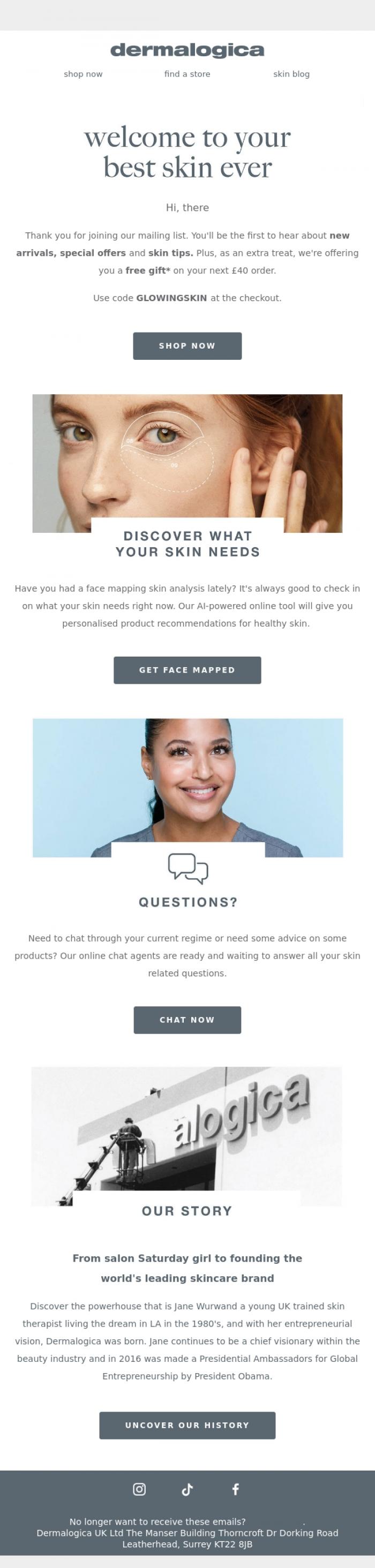 Email Design Inspiration from Dermalogica, Thanks for subscribing!