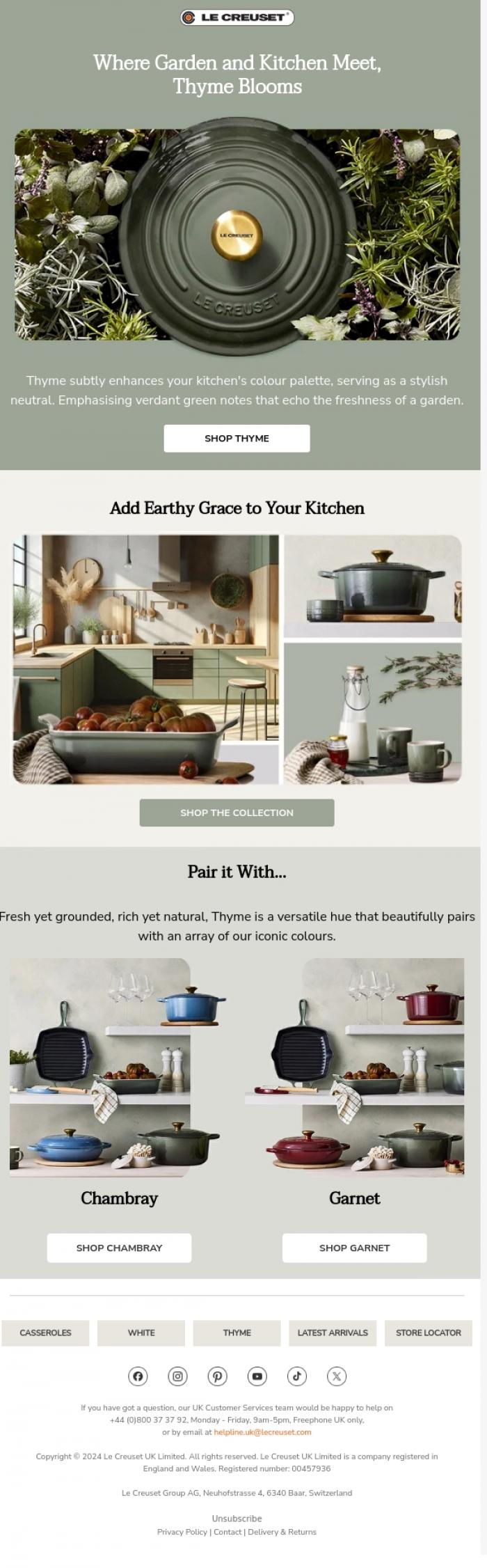 Email Design Inspiration from Le Creuset, It's Time For Thyme 🌿