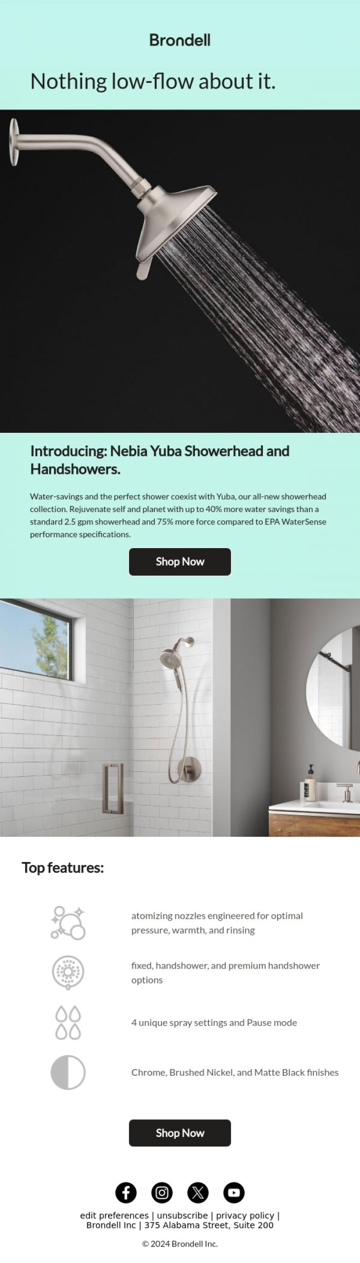 Email Design Inspiration from Brondell, Better showers for you & the planet. 🚿