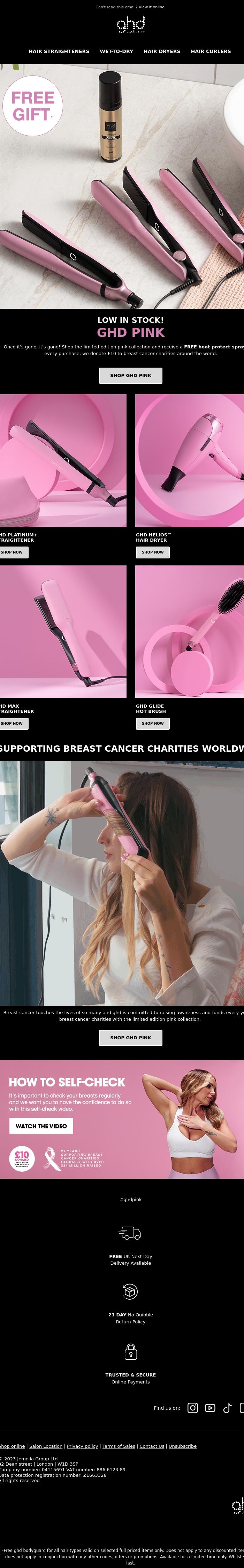 Email Design Inspiration from ghd, Low Stock Alert 🚨 Get ghd pink Before It's Gone!