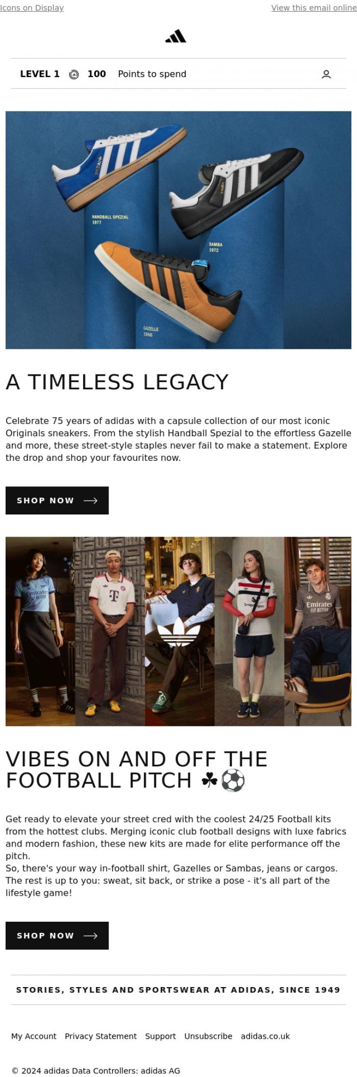 Email Design Inspiration from adidas, These iconic sneakers could be yours