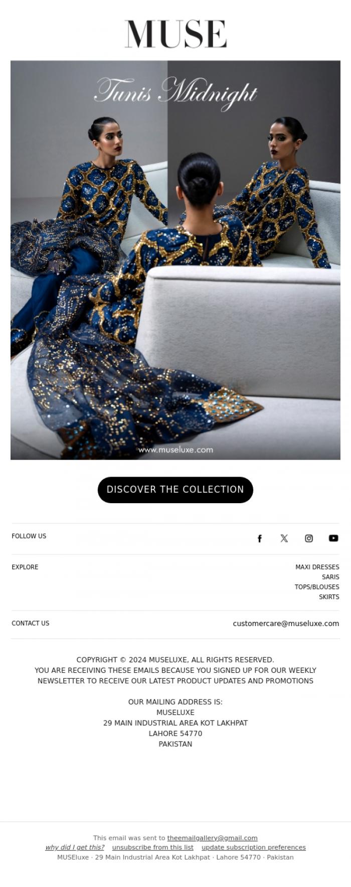 Email Design Inspiration from MUSE, The Black Iris Raw Silk Set