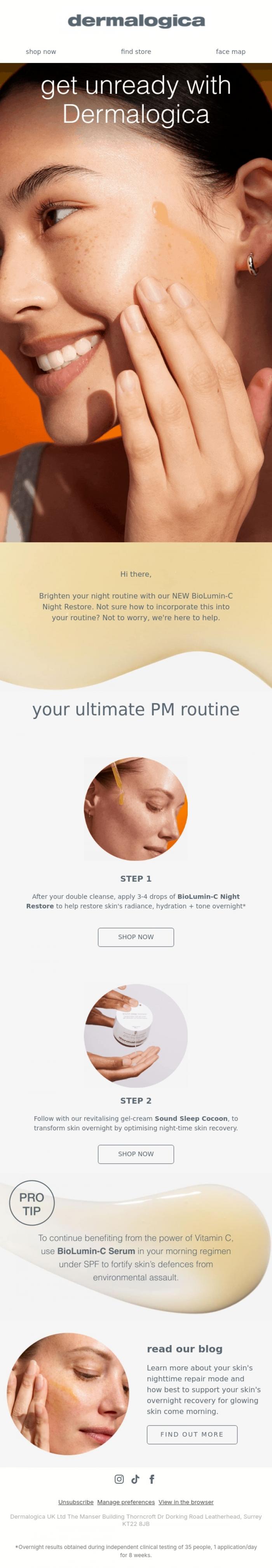 Email Design Inspiration from Dermalogica UK, Get unready with Dermalogica
