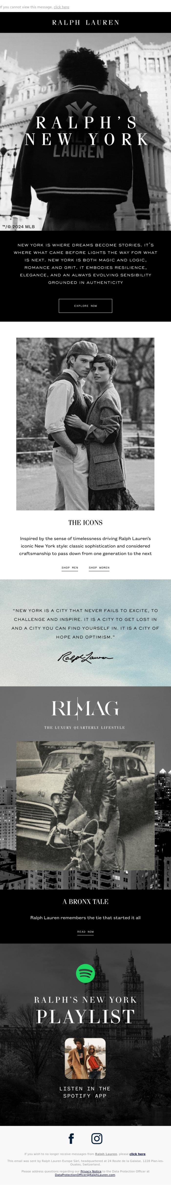 Email Design Inspiration from Ralph Lauren UK, Introducing: Ralph's New York