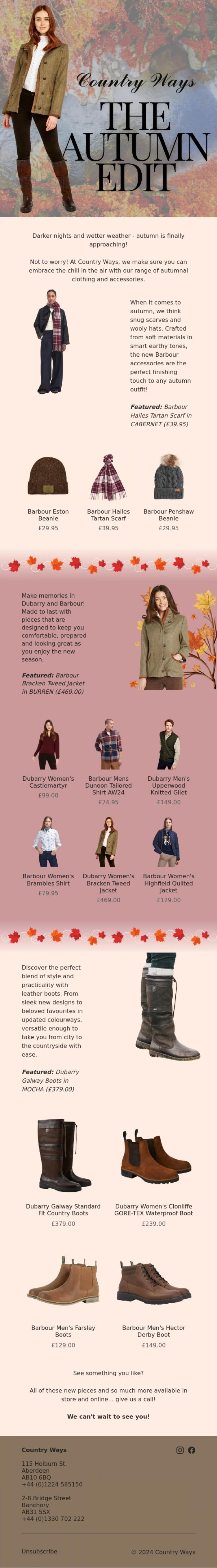 Email Design Inspiration from Country Ways, Country Ways: The Autumn Edit