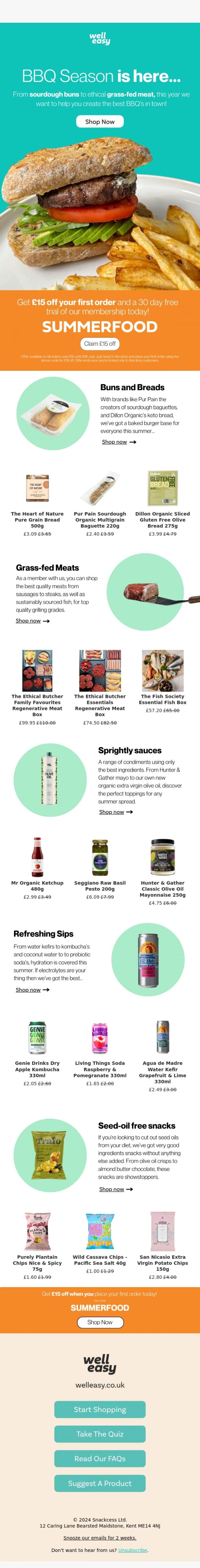 Email Design Inspiration from WellEasy, BBQ Season🍹: Shop our summer collection now!