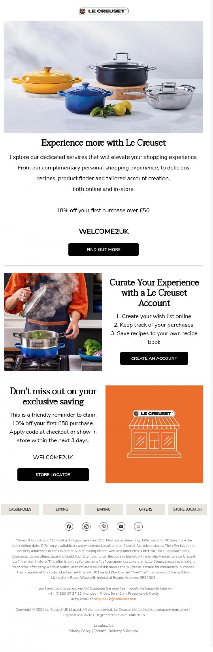 Email Design Inspiration from Le Creuset, Your 10% discount is about to expire