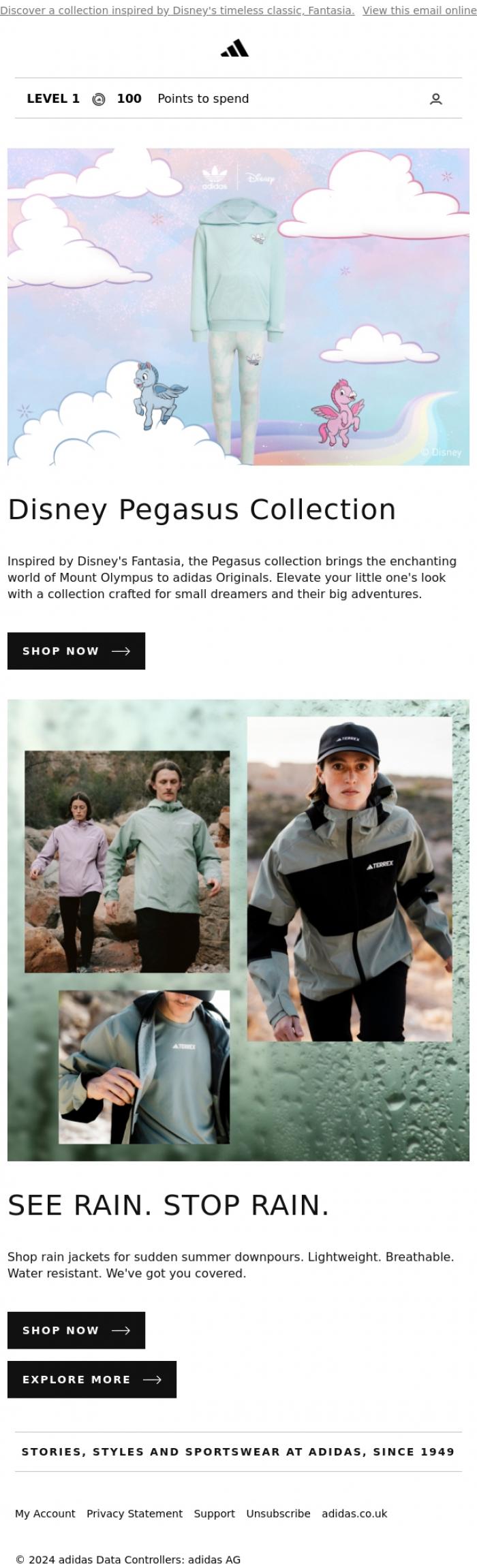 Email Design Inspiration from adidas, Get ready to soar with the Disney Pegasus Collection
