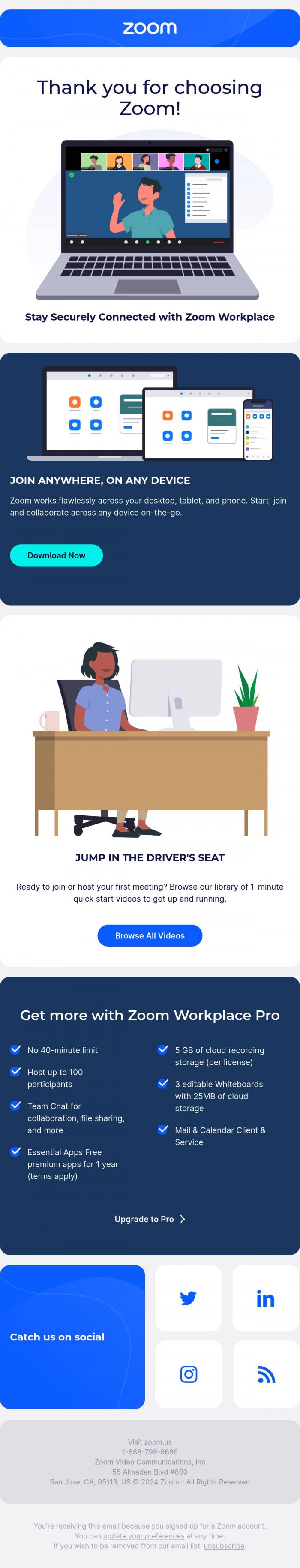Email Design Inspiration from Zoom, Welcome to Zoom!