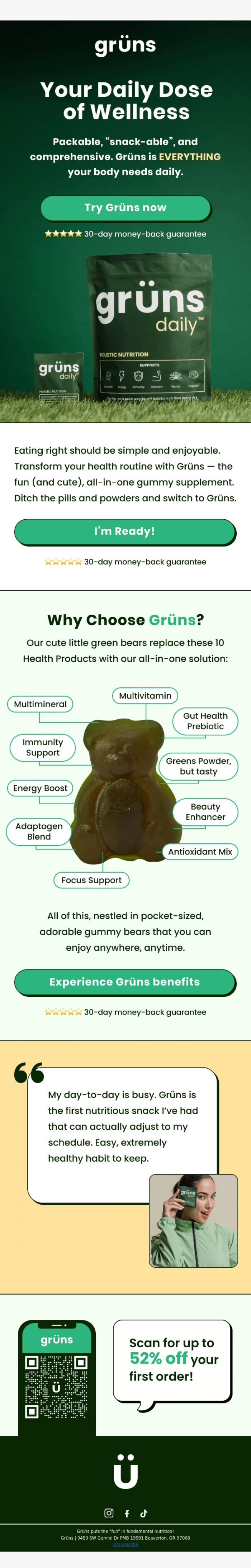 Email Design Inspiration from Gr&uuml;ns, Simplify your health routine