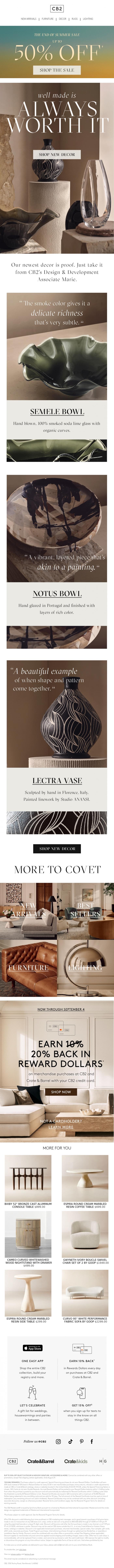 Email Design Inspiration from CB2, NEW DECOR WORTH A DOUBLE TAKE