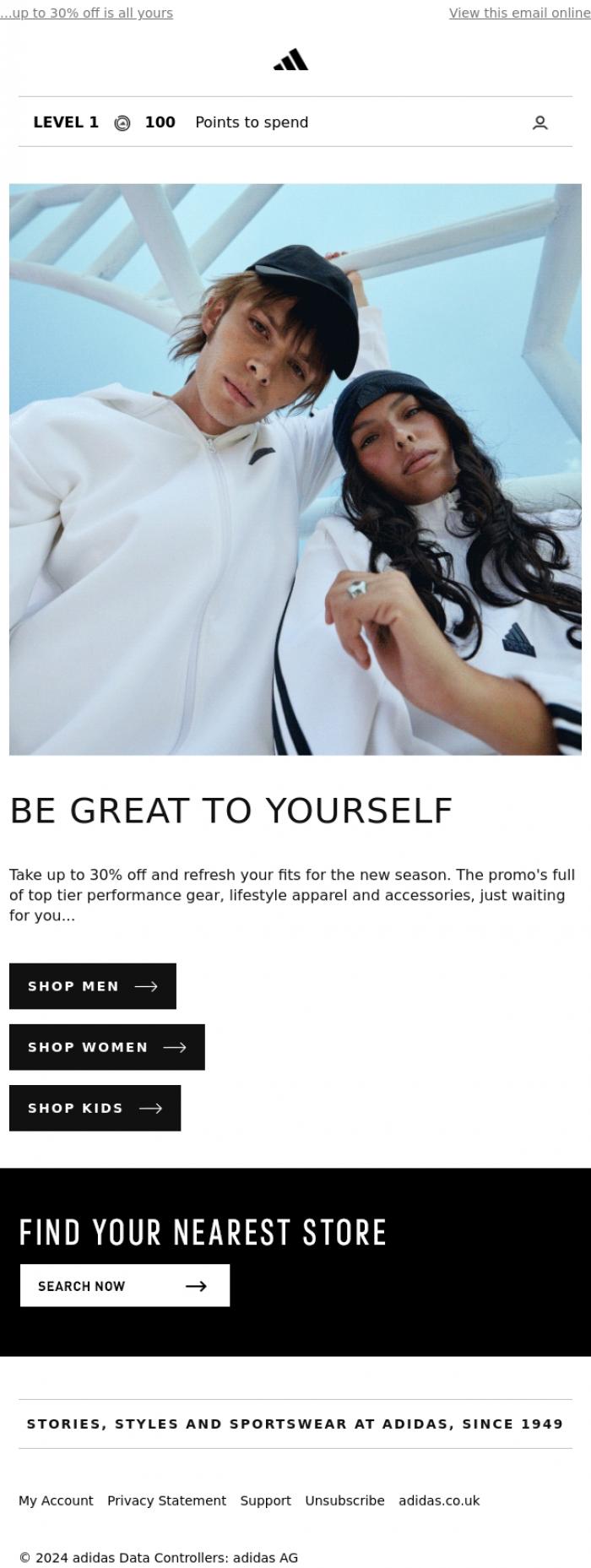 Email Design Inspiration from adidas, Big news...