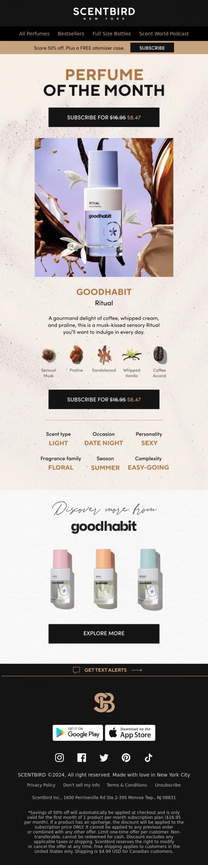 Email Design Inspiration from Taylor at Scentbird, A Ritual To Indulge In Every Day