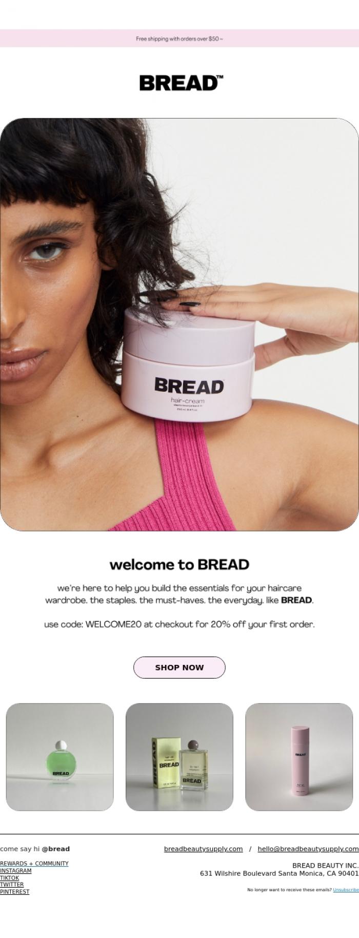 Email Design Inspiration from Bread Beauty Supply, Let's get this BREAD 🍞