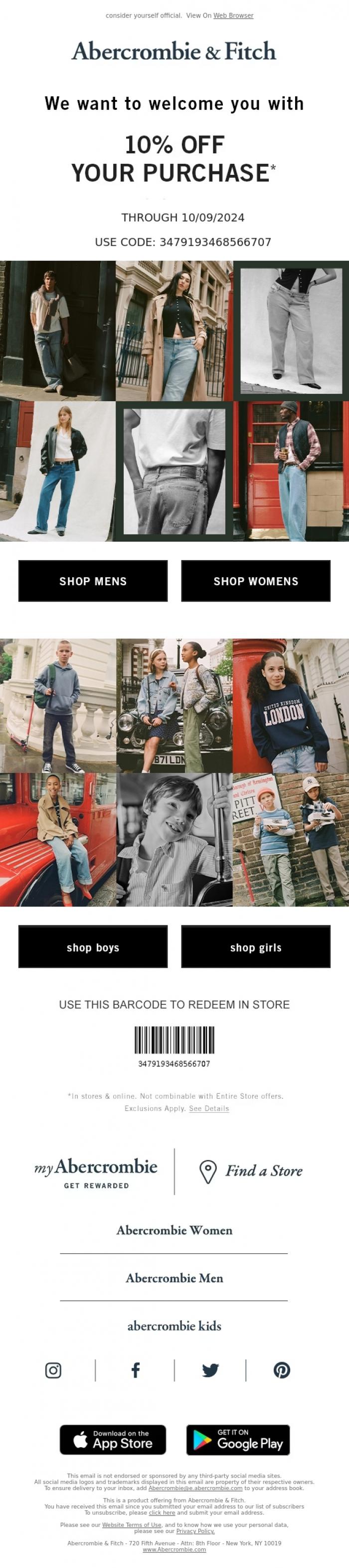 Email Design Inspiration from Abercrombie & Fitch, Now that you're on the list..