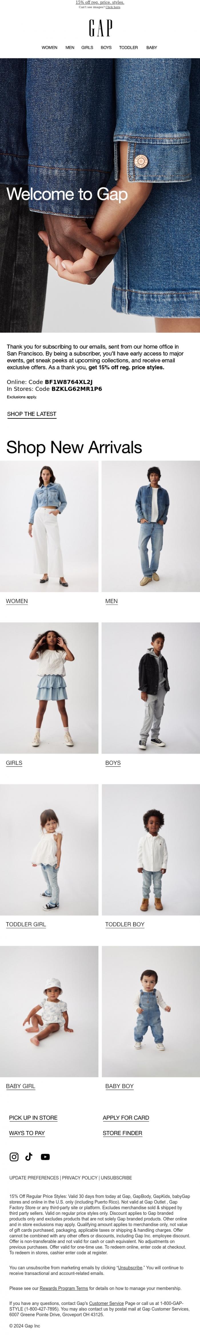 Email Design Inspiration from Gap, Congrats! You've officially got a thank-you code from GAP