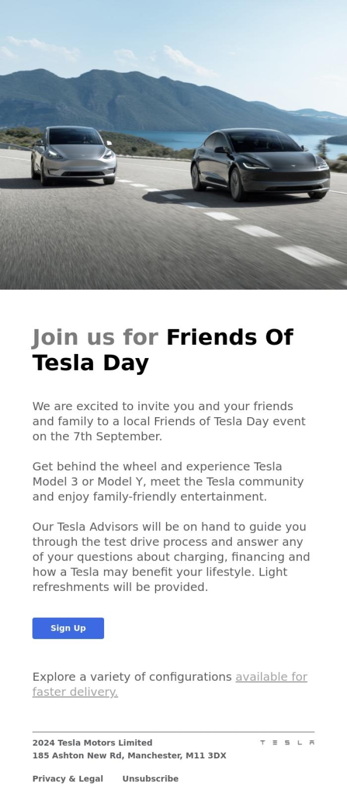 Email Design Inspiration from Tesla, You're invited
