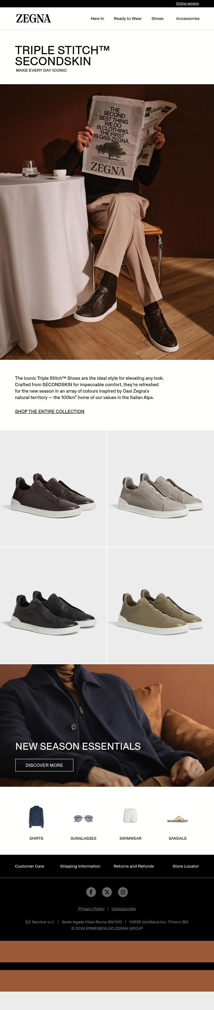 Email Design Inspiration from Zegna, Make every day iconic