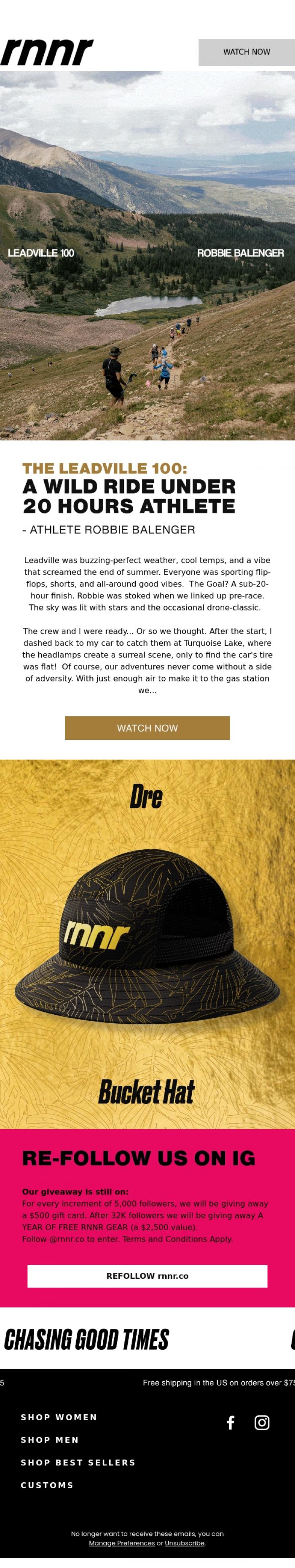 Email Design Inspiration from rnnr, Experience Leadville 100