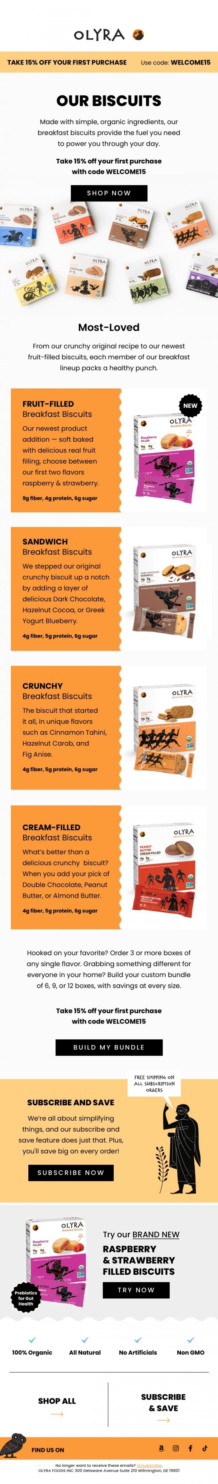 Email Design Inspiration from OLYRA, Discover Our Biscuit Lineup