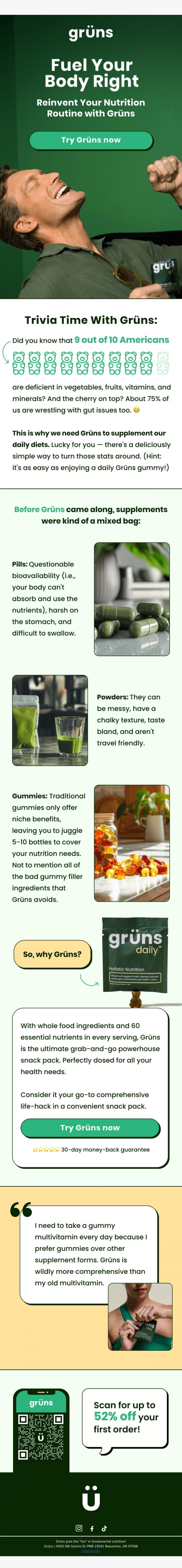 Email Design Inspiration from Gr&uuml;ns, Your nutrition is broken