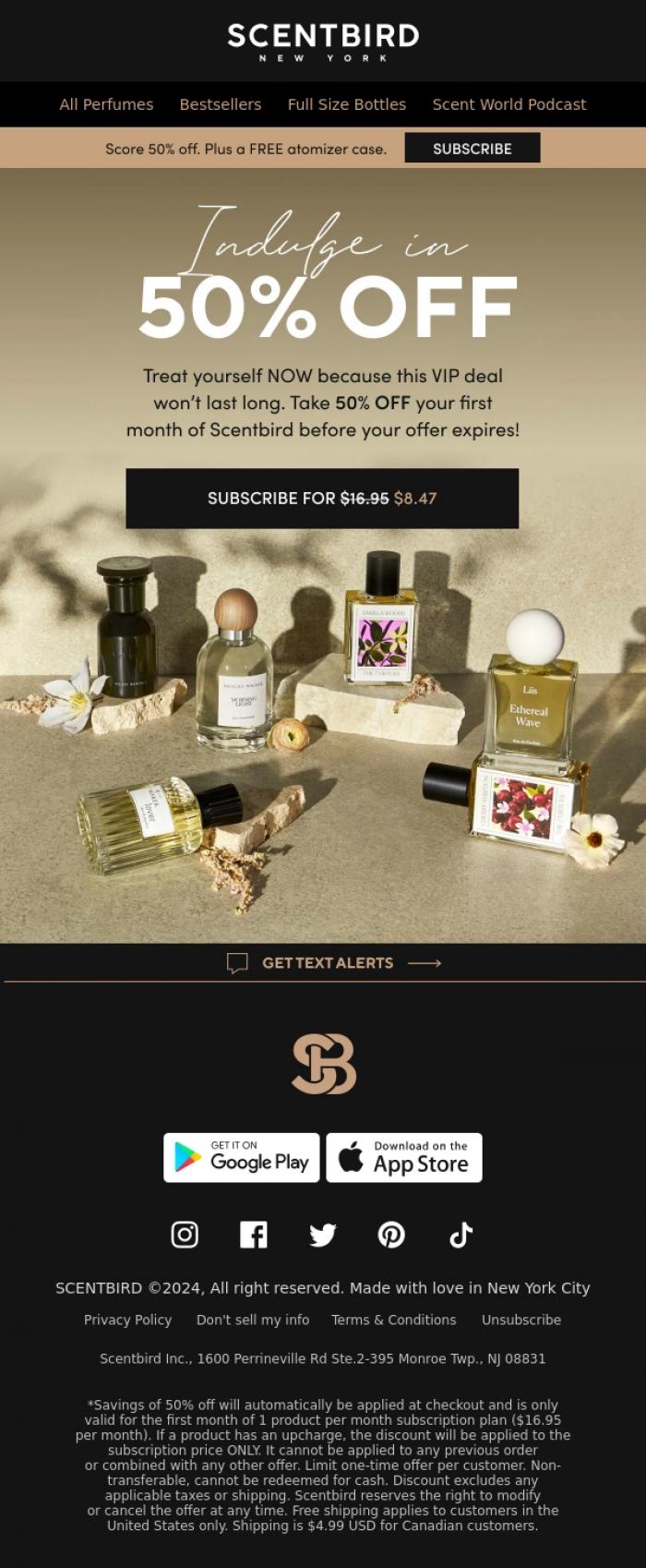 Email Design Inspiration from Taylor at Scentbird, Score 50% OFF Top-Tier Scents!