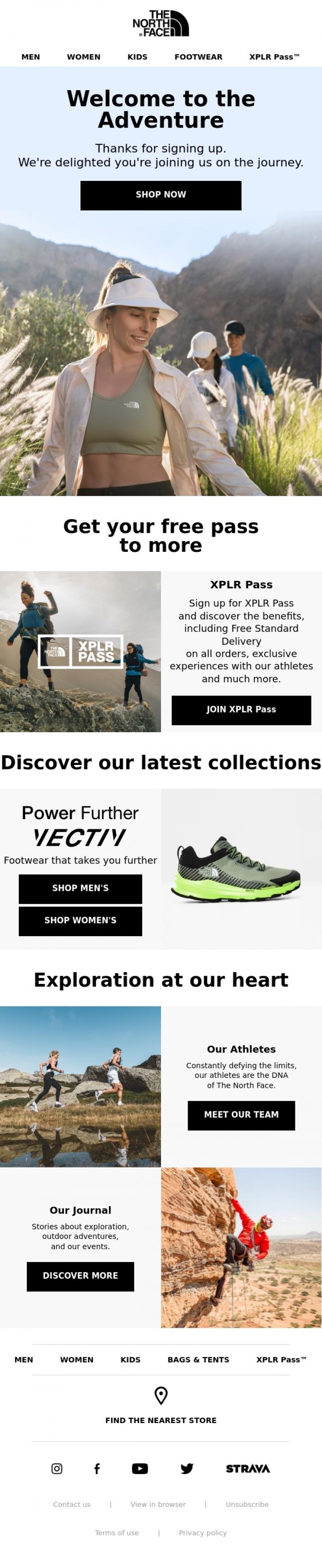 Email Design Inspiration from The North Face, Welcome to The North Face community