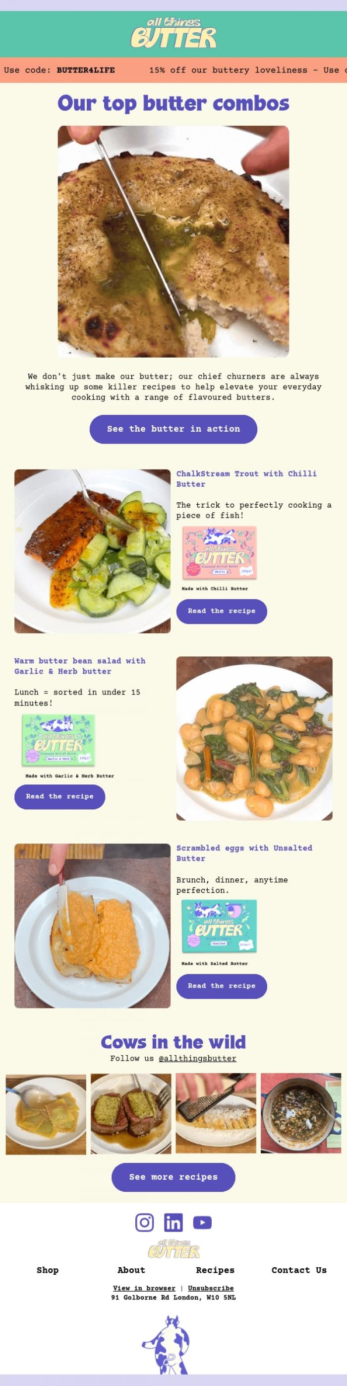 Email Design Inspiration from All Things Butter, Top butter combos