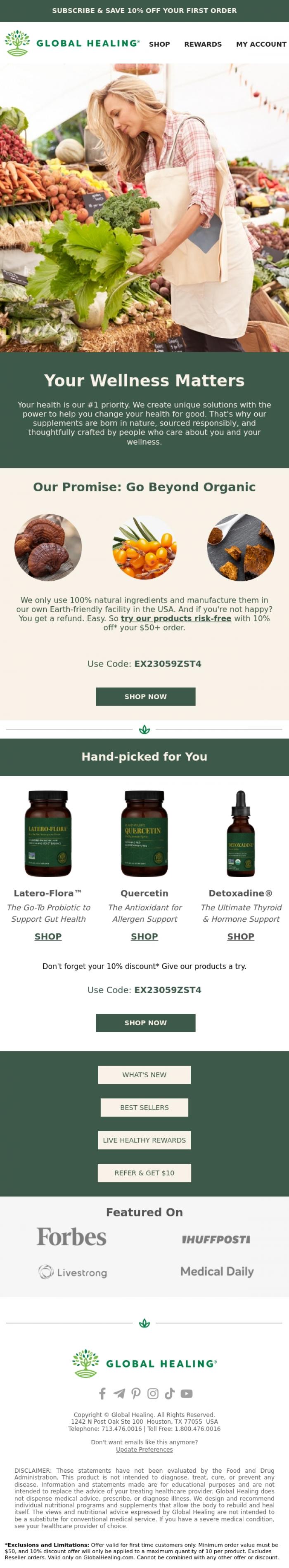 Email Design Inspiration from Global Healing, Rooted in nature. Backed by science.