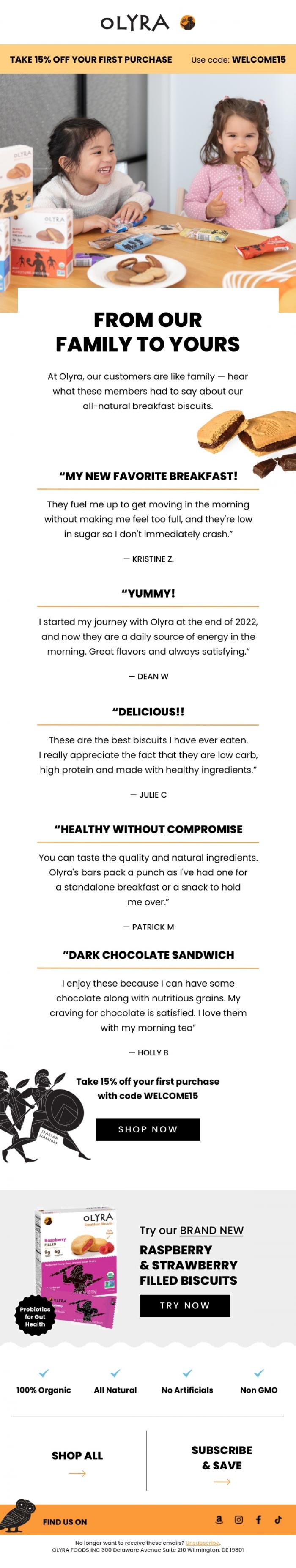 Email Design Inspiration from OLYRA, Hear From Olyra Customers