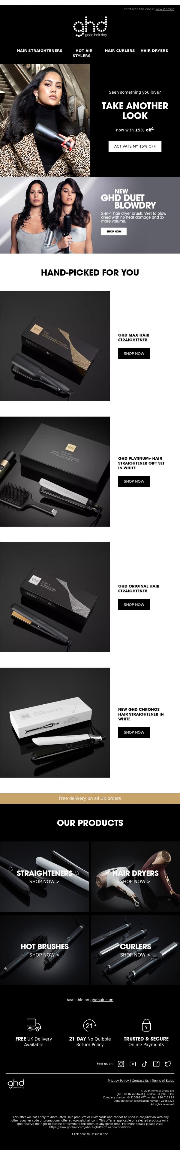 Email Design Inspiration from ghd, Forgetting something?