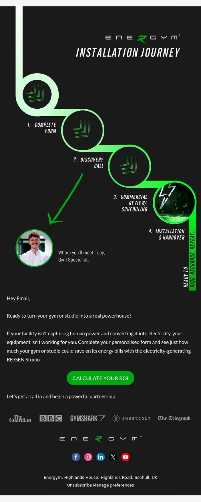 Email Design Inspiration from Team Energym, Your installation timeline explained