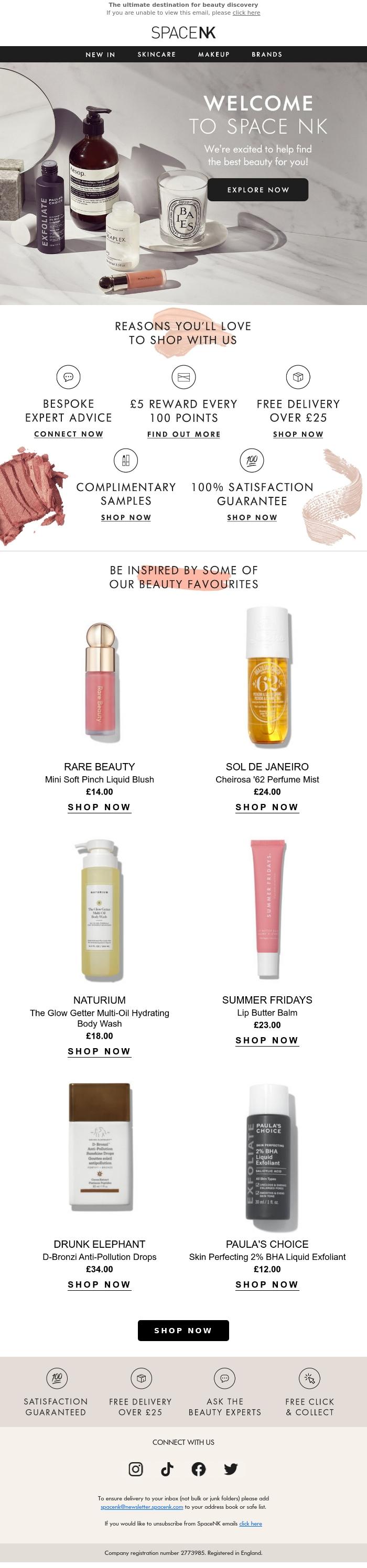 Email Design Inspiration from Space NK, Hi , welcome to Space NK!